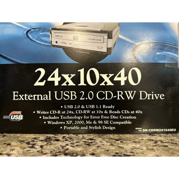 I/O MAGIC 24x10x40 External USB 2.0 CD-RW Drive Certified Hi Speed USB - New - Picture 3 of 11
